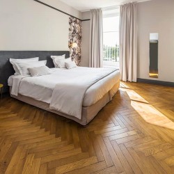 Parquet chêne massif Bâton Rompus 14X90 mm, BADIANE, premier-bis, vernis mat, vieilli DP00838