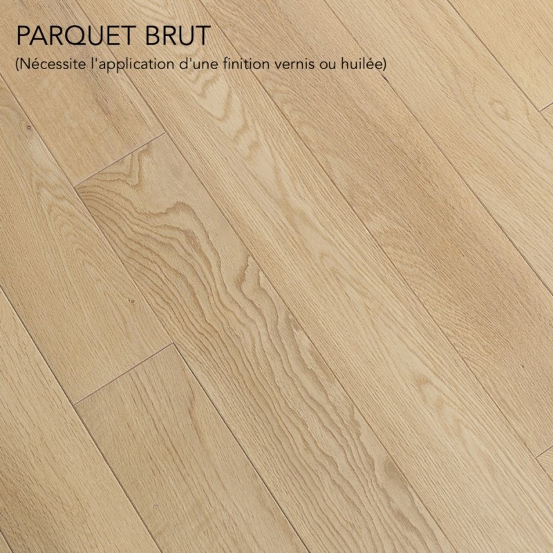 Parquet chêne massif 14X130 mm, premier, brut, 4 chanfreins