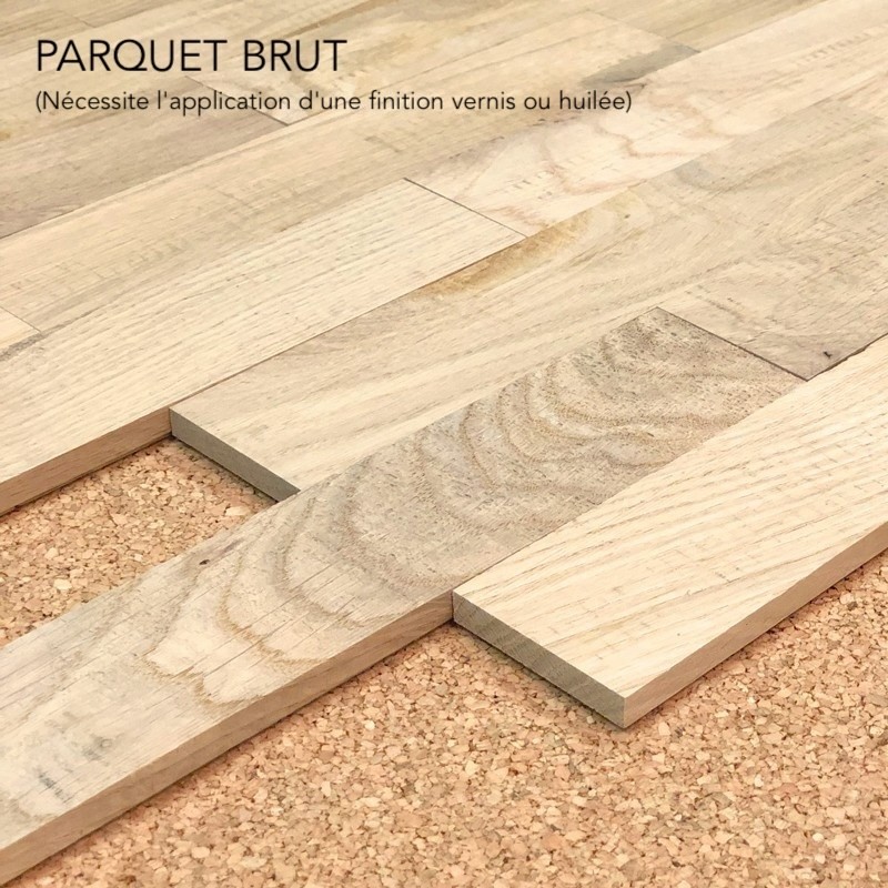 Planchette chêne massif 10X60 mm, rustique, brut, 4 chanfreins