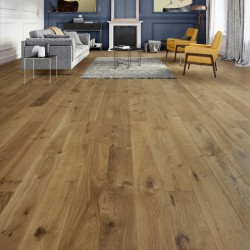 Parquet contrecollé chêne 12X180 mm, CROZON, rustique/campagne, brossé, huilé clair