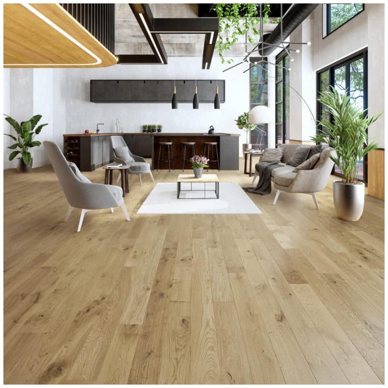 Parquet contrecollé chêne 12X180 mm, CAMARET, rustique/campagne, huilé incolore, système clic