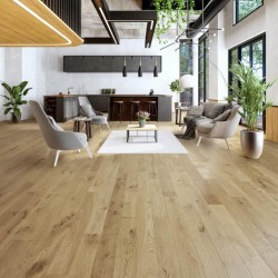 Parquet contrecollé chêne 12X180 mm, CAMARET, rustique/campagne, huilé incolore, système clic