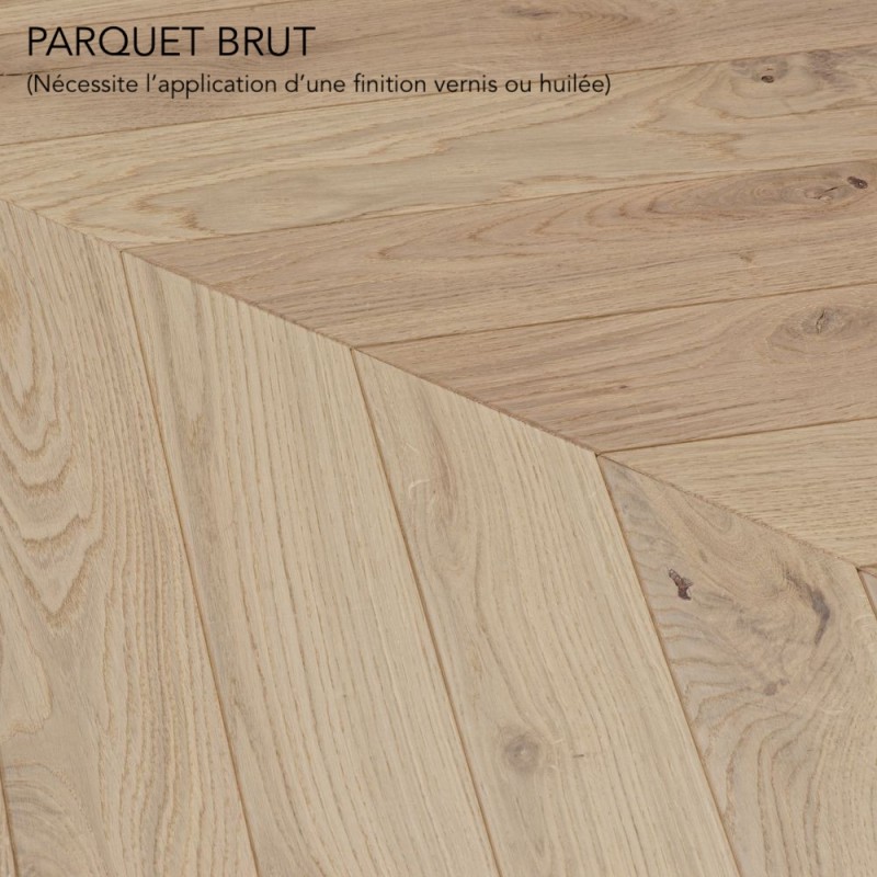 Parquet contrecollé chêne Point de Hongrie 12X125 mm, premier/rustique, brut