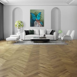 Parquet contrecollé chêne Bâton Rompus 16X90 mm, VILLAGE, campagne, teinté vernis mat