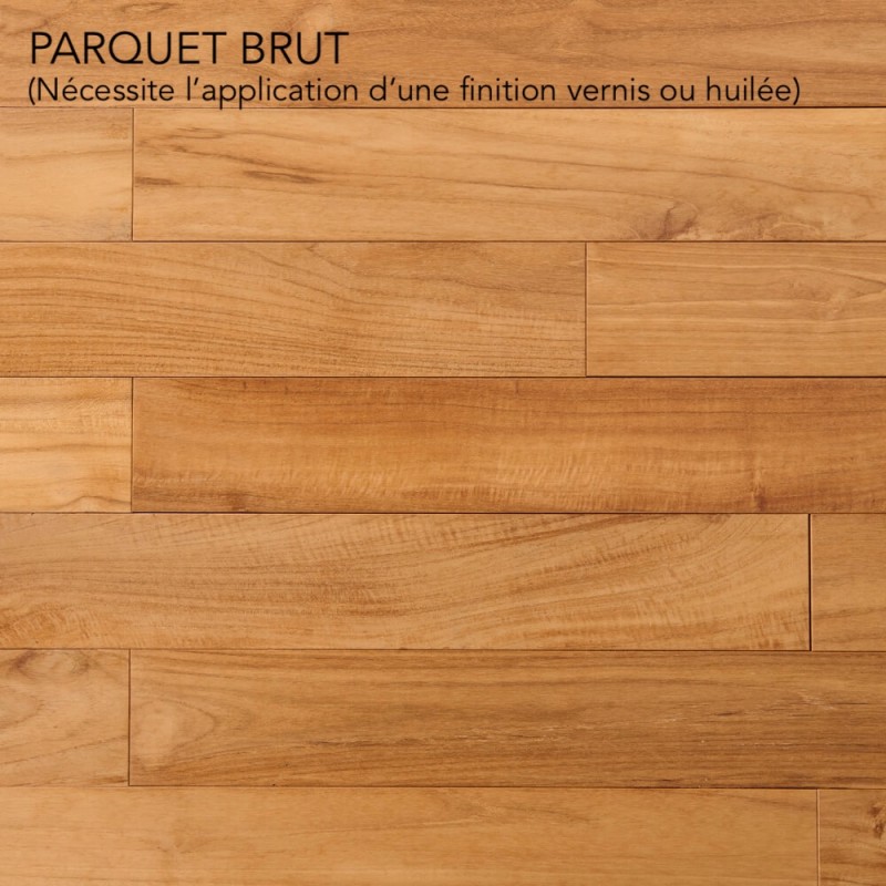 Parquet massif Teck, 14X90 mm, brut