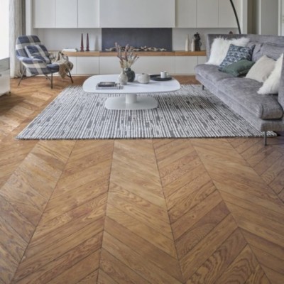 Parquet contrecollé chêne Point de Hongrie 16X90 mm, RIVOLI, premier, vernis mat, vieilli