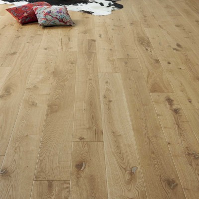 Parquet contrecollé chêne 14X190 mm, RHODES, rustique/campagne, vernis mat, brossé