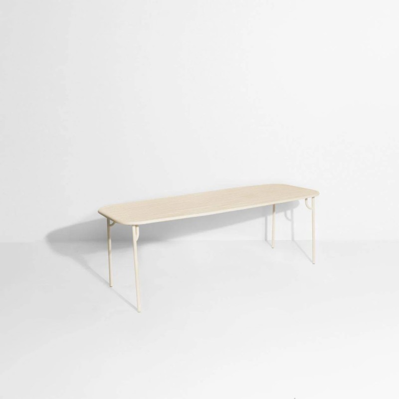 Table large à lattes WEEK-END, ivoire