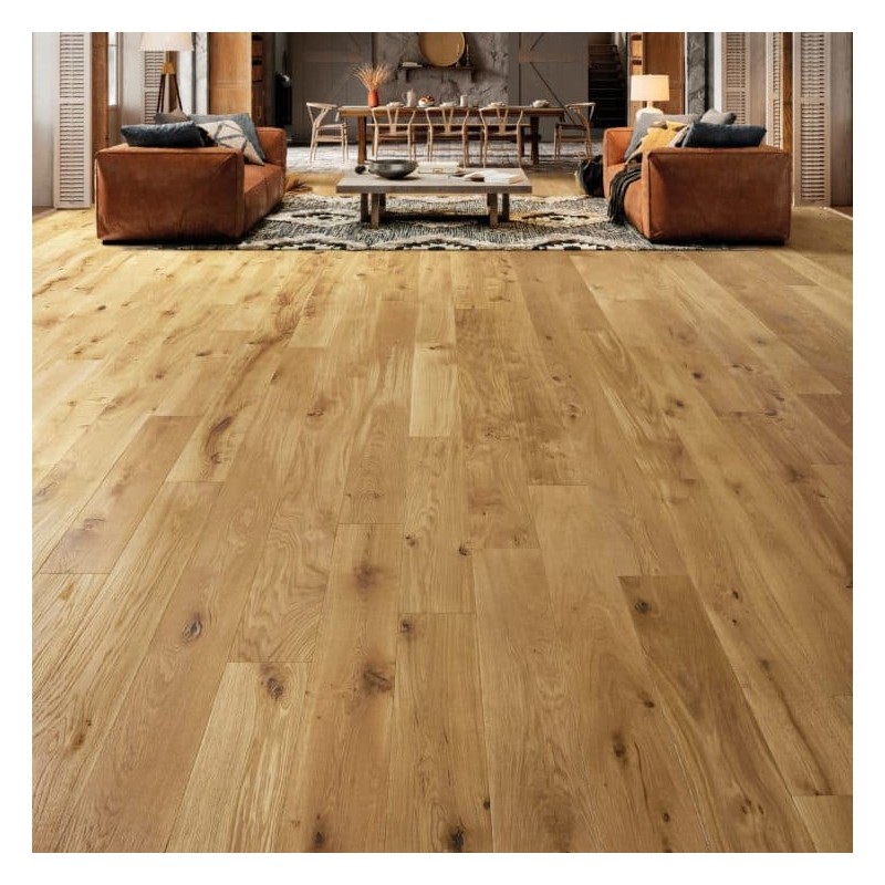 Parquet contrecollé chêne 12X145 mm, campagne, vernis mat, brossé