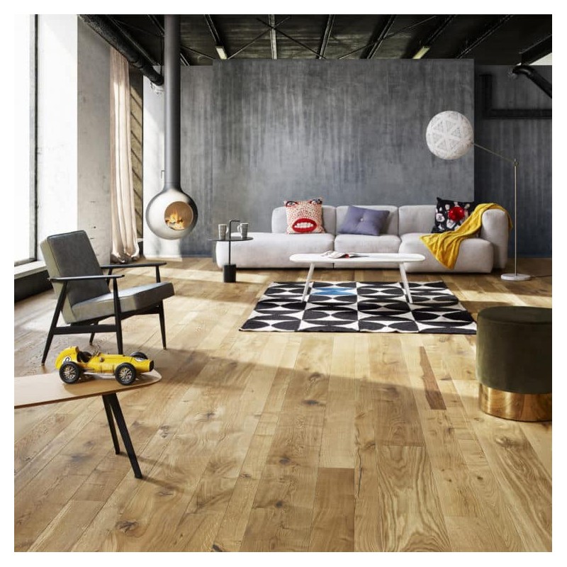 Parquet contrecollé chêne GRANGE 16 X 90/145/220 mm, pose à la française, campagne, huilé natura