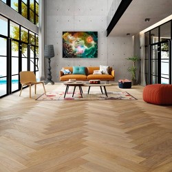Parquet contrecollé chêne Bâton Rompus 12X90 mm, JASMIN, premier-bis, huilé natura, scié