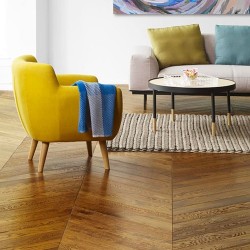 Parquet contrecollé chêne Point de Hongrie 12X90 mm, COGNAC, rustique, vernis mat