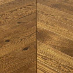 Parquet contrecollé chêne Point de Hongrie 12X90 mm, COGNAC, rustique, vernis mat