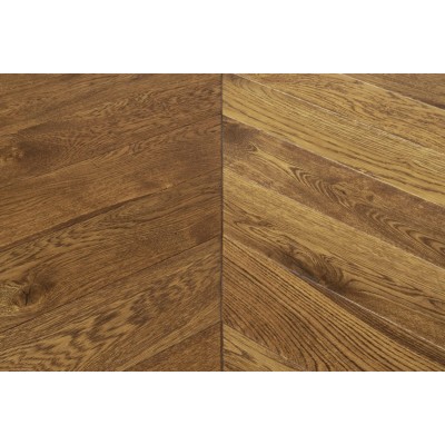 Parquet contrecollé chêne Point de Hongrie 12X90 mm, COGNAC, rustique, vernis mat