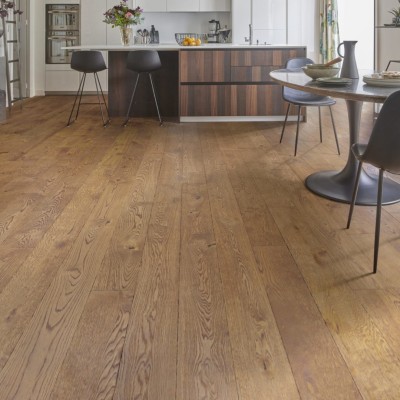 Parquet contrecollé chêne 12X145 mm, LOUVRE, rustique, vernis satiné, vieilli