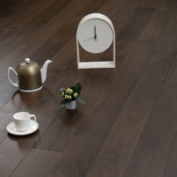 Parquet contrecollé chêne 12X145 mm, MOKA, rustique, vernis mat, vieilli