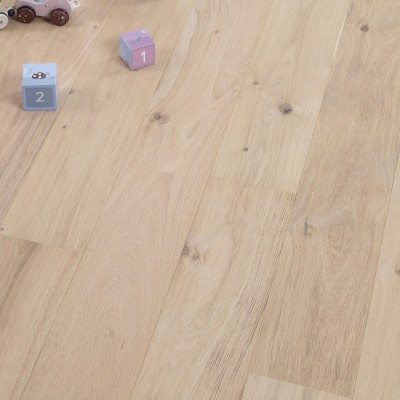 Parquet contrecollé chêne 14X150 mm, SANTORIN, rustique/campagne, vernis incolore, brossé